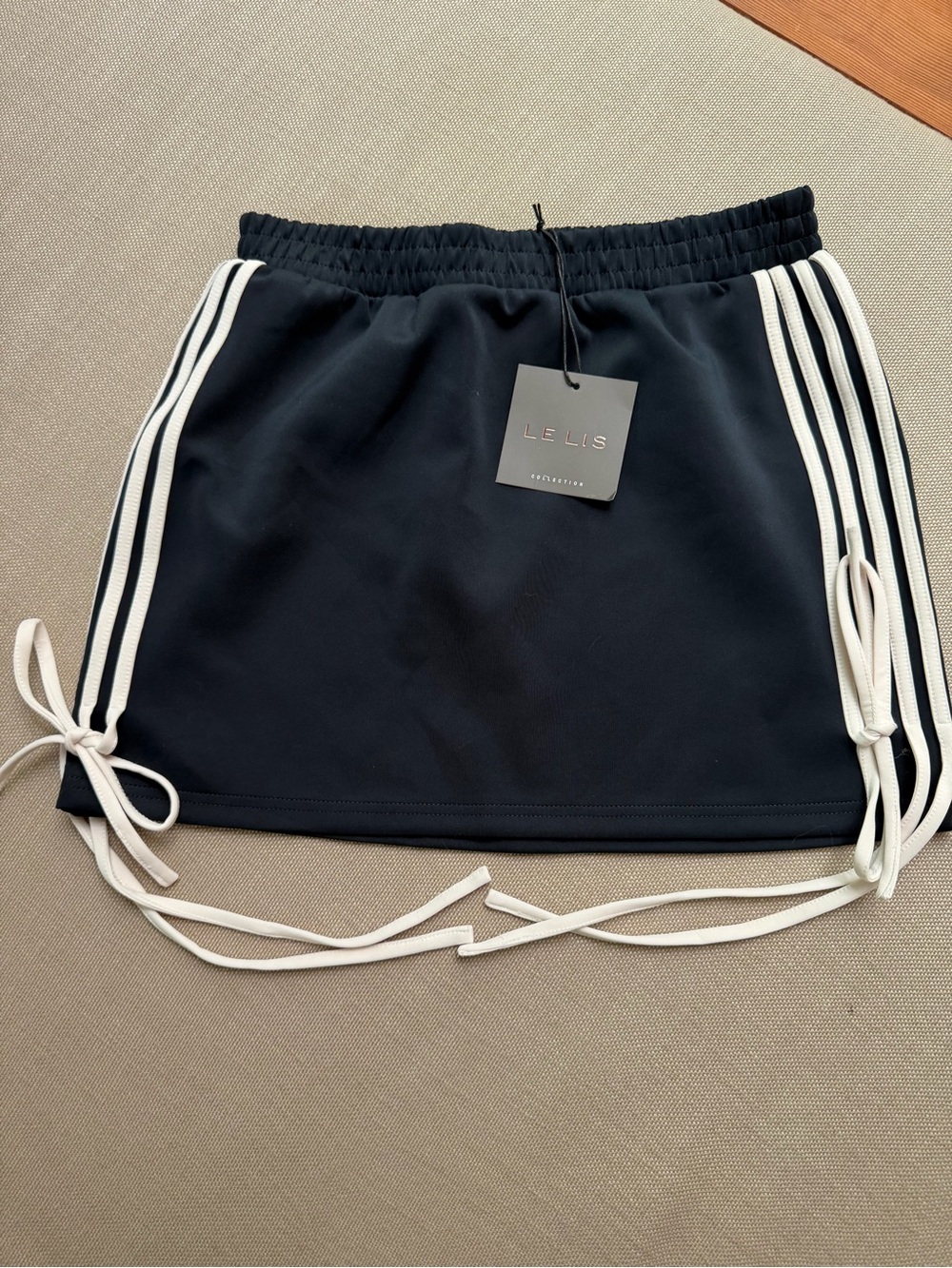 Le Lis Black Skort with White Stripe Detail